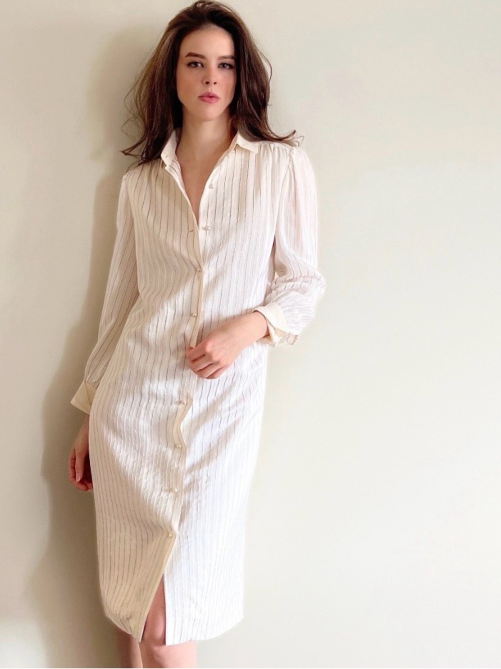 Vintage Christian Dior Silk Dress – Vintage XS S Striped Button Front